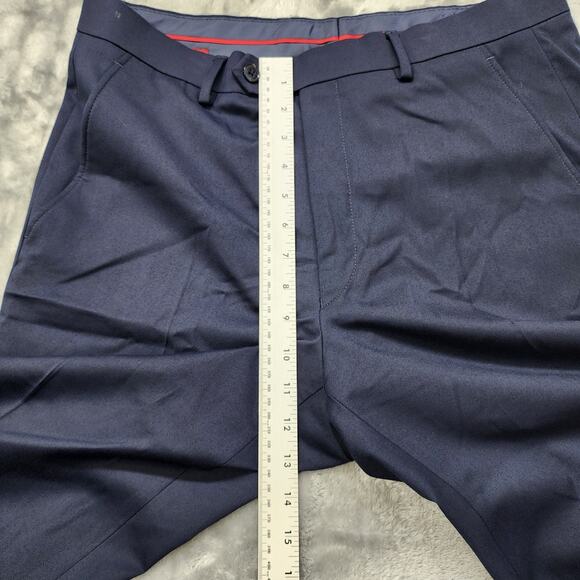 Alfani Pants Mens 32W 34L Blue Slim Fit Stretch Solid Suit Flat Front Straight - Picture 8 of 11